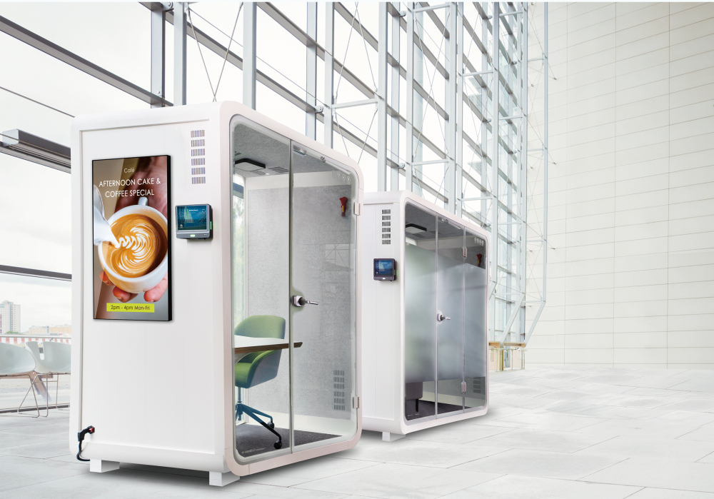 k8凯发(中国)子公司达擎之智慧行动办公舱，采用PDLC智能调光玻璃设计，透过通电与断电的电流切换，呈现透明与雾面效果，具节能降耗特性并兼顾隐私，确保信息安全